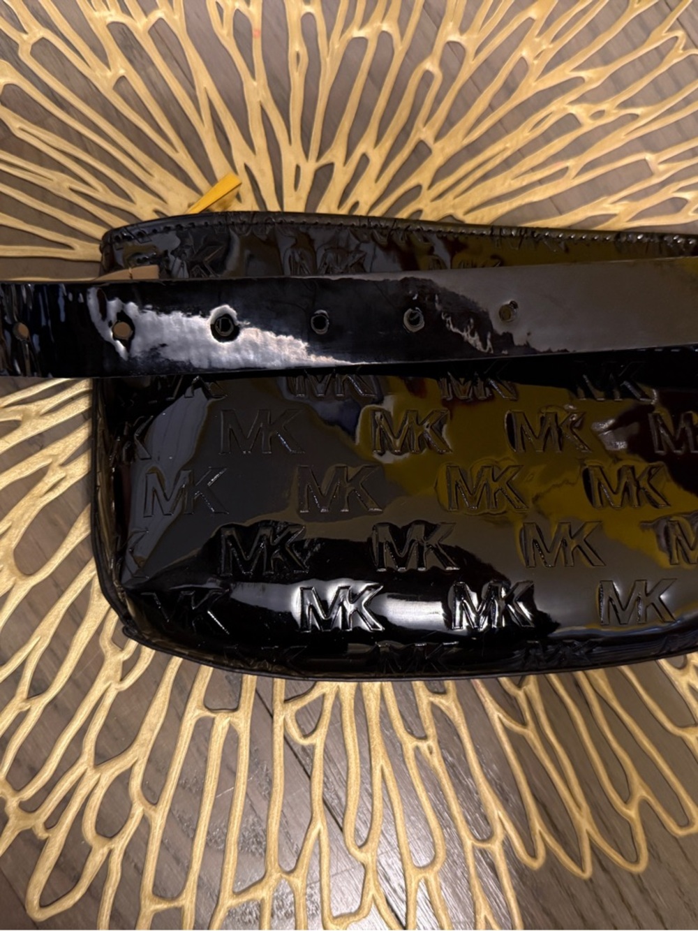 Michael Kors Bundle Black Patent Leather Belt Bag and Brown Logo Crossbody - Picture 11 of 15